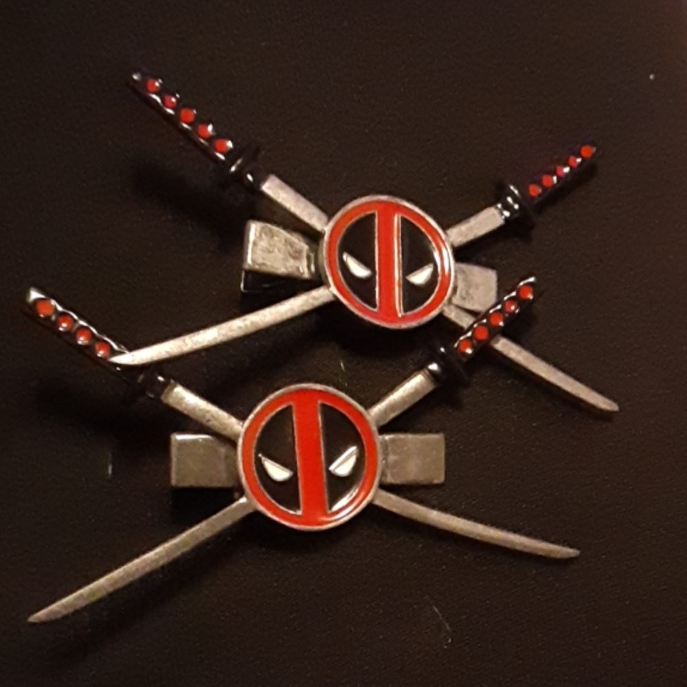 Deadpool hair clip pair NWOT!